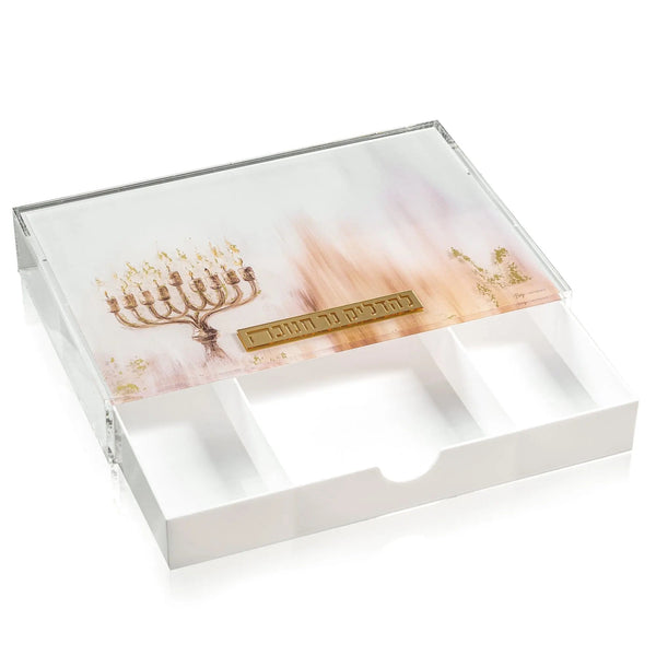 Painted by Batya 2.0  Menorah Tray with Drawer | Judaica Square Lakewood