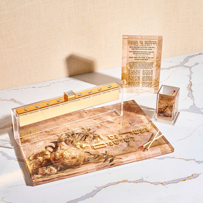 Painted by Batya Chanukah Set — lucite | Judaica Square Lakewood
