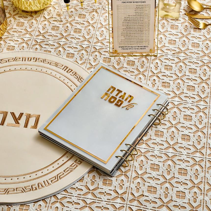 Painted by Batya Lucite Haggadah — detail view | Judaica Square Lakewood