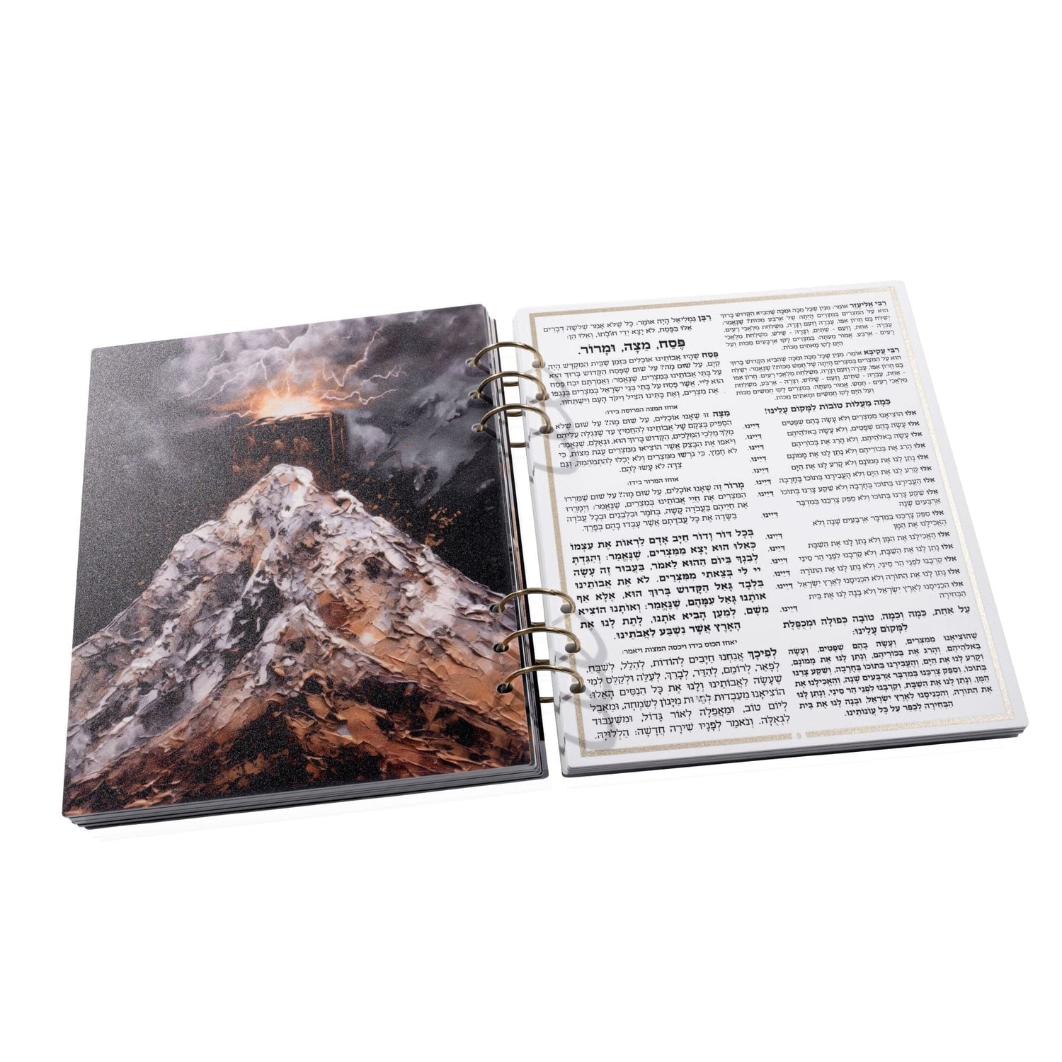 Painted by Batya Lucite Haggadah — lifestyle shot | Judaica Square Lakewood