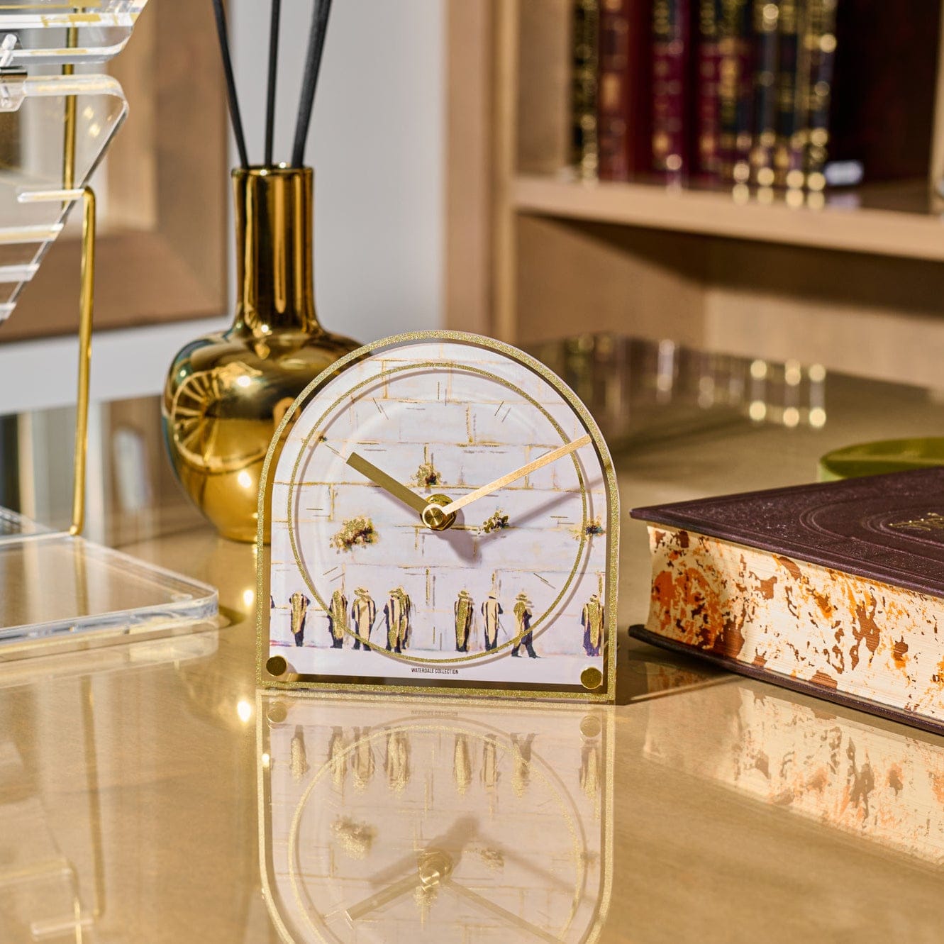 Painted by Judy Kosel Basic Desk Clock | Judaica Square Lakewood