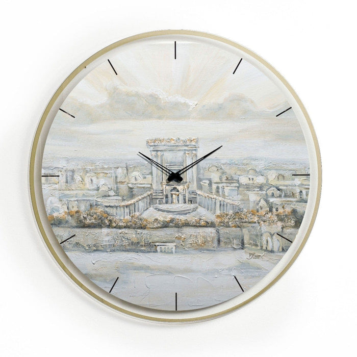 Painted by Yonatan Bais Hamikdash Clock — lucite Wall Art | Judaica Square Lakewood