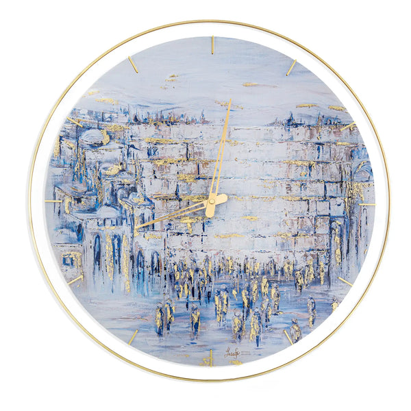 Painted by Yosefa Kosel Clock — Hand-Painted Lucite Yerushalayim Clock | Judaica Square Lakewood