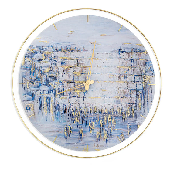 Painted by Yosefa Kosel Clock — Hand-Painted Lucite Yerushalayim Clock | Judaica Square Lakewood
