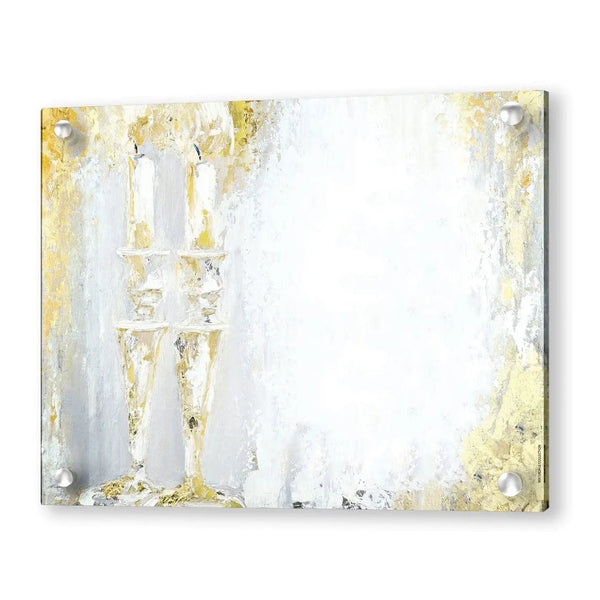 Painted Candles Gold Custom Print Wall Art | Judaica Square Lakewood
