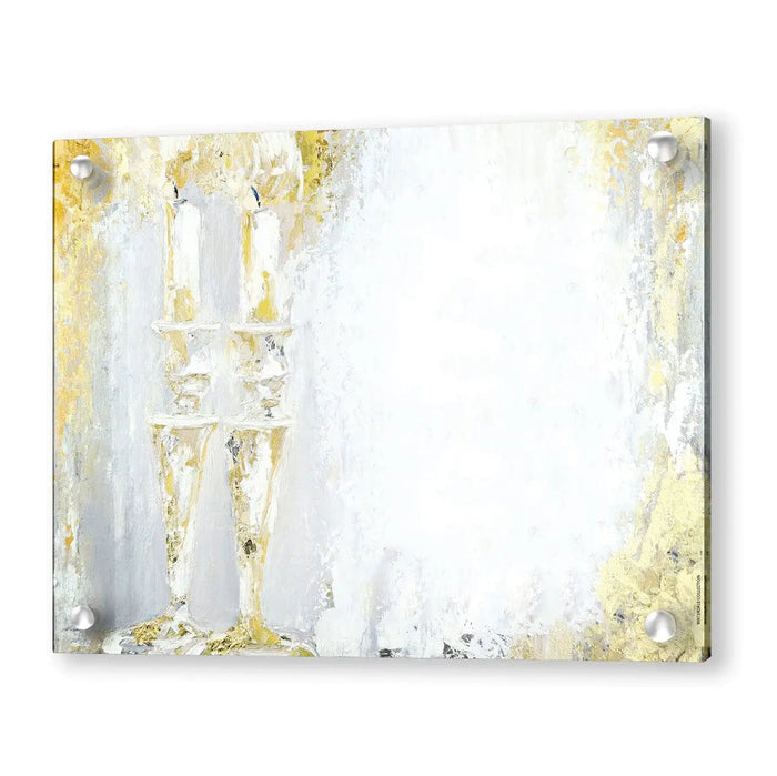 Painted Candles Gold Custom Print Wall Art — lucite | Judaica Square Lakewood