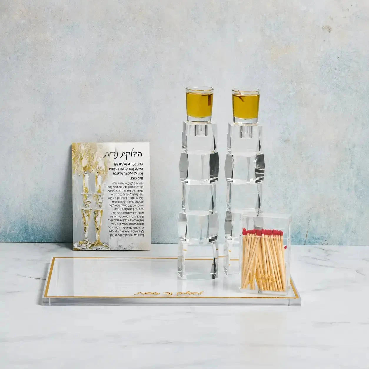 Painted Gold Candles Tabletop Hadlokas Neiros | Judaica Square Lakewood
