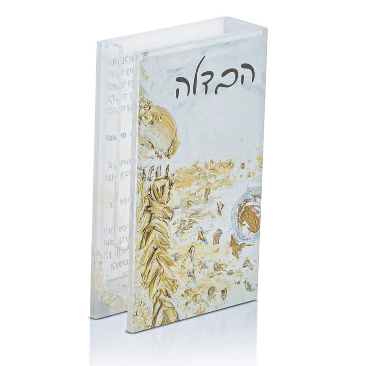 Book-shaped matchbox holder with a gold Kosel painting on the spine