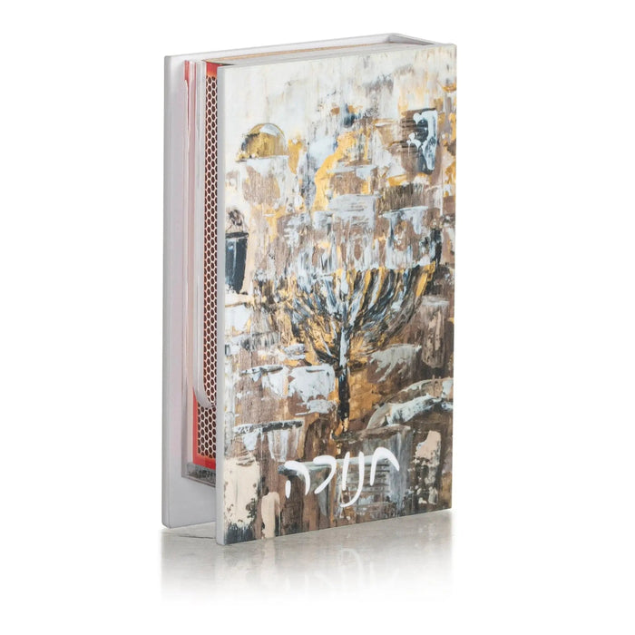 Painted Jerusalem Menorah Chanukah Matchbox — lucite Match Holder | Judaica Square Lakewood