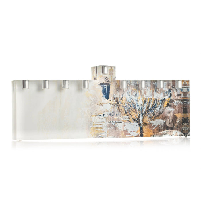 Painted Jerusalem Menorah — lucite Chanukah | Judaica Square Lakewood