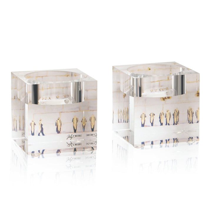 Painted Kosel Tea Light Holders — Lucite Candle Holders