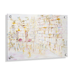 Painted Pastel Kosel by Yosefa Wall Art: Serene Jerusalem Stone Landscape