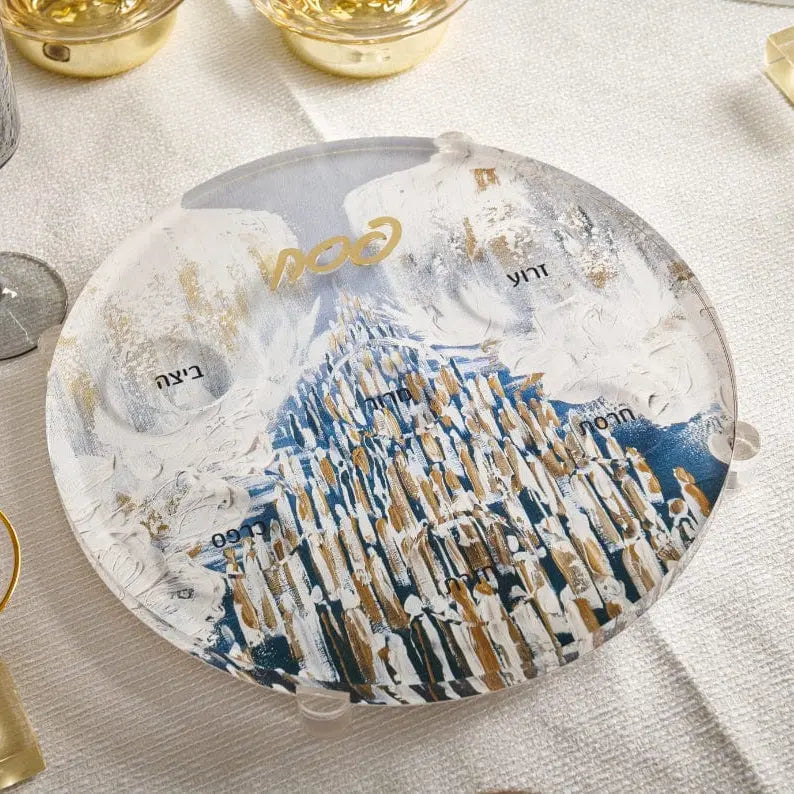Painted Seder Plate (Style 2) — detail view | Judaica Square Lakewood