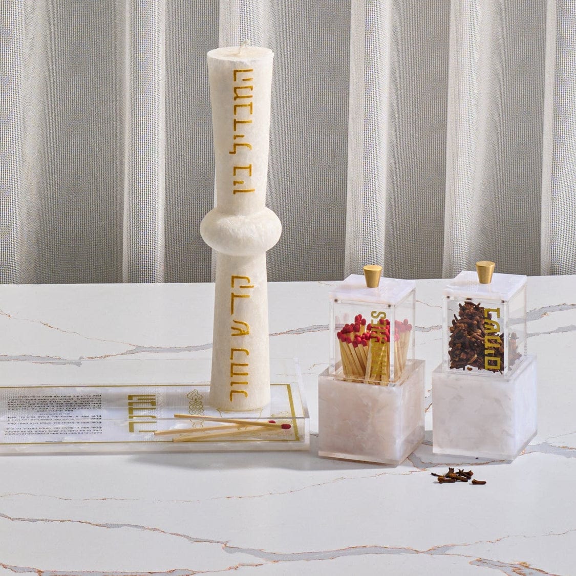 Pearlstone Block Match Holder — detail view | Judaica Square Lakewood