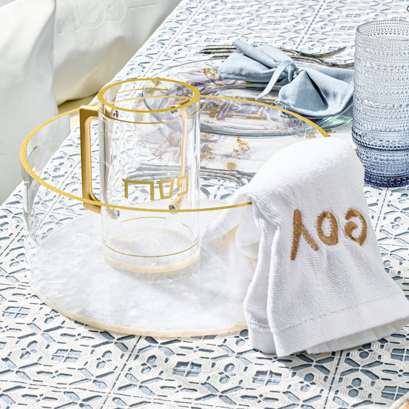Pesach Pearlstone Washing Bowl & Cup | Judaica Square Lakewood