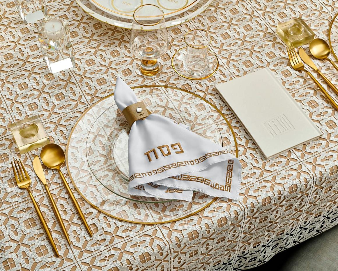 Pesach Leather Napkin Wraps — detail view | Judaica Square Lakewood