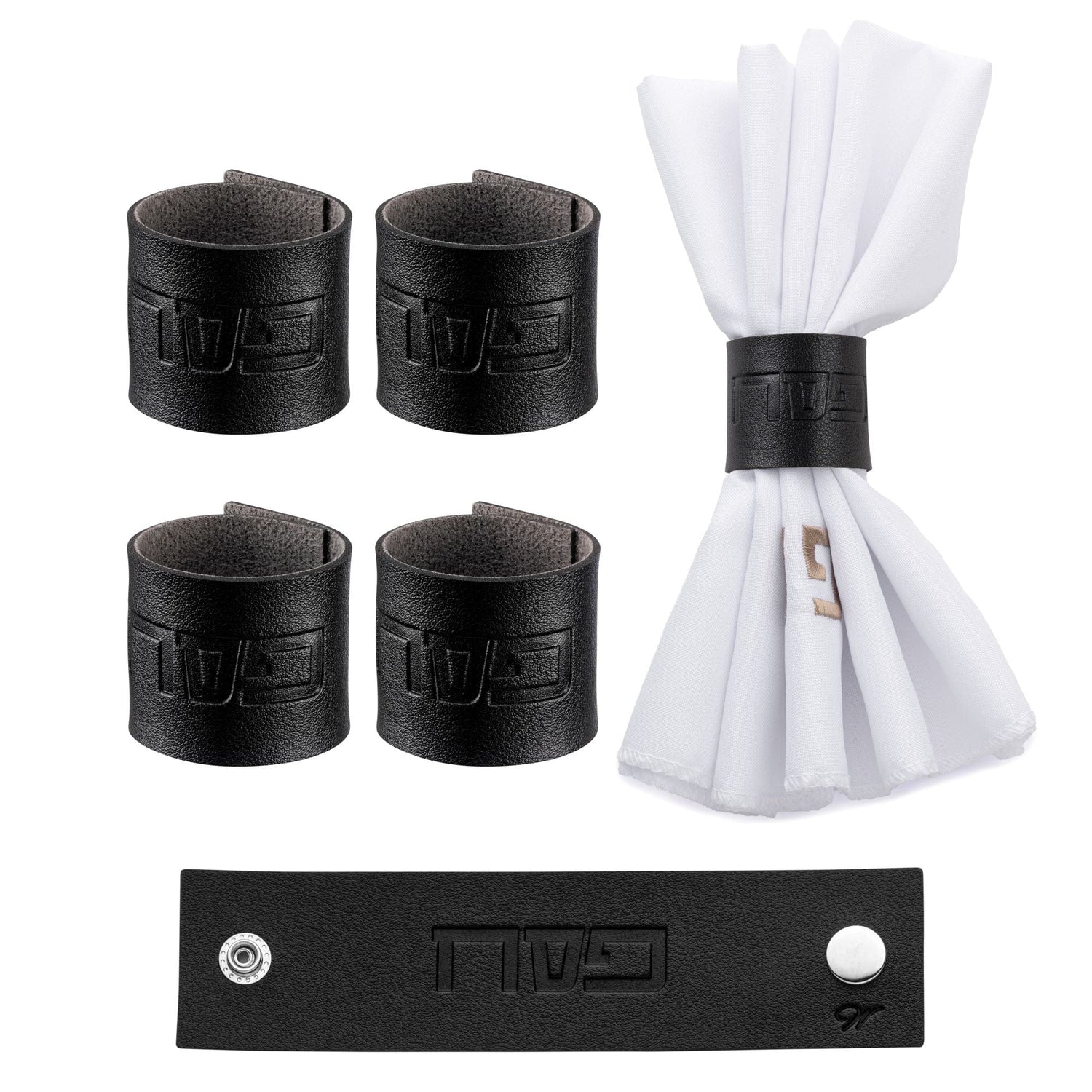 Pesach Leather Napkin Wraps — lifestyle shot | Judaica Square Lakewood