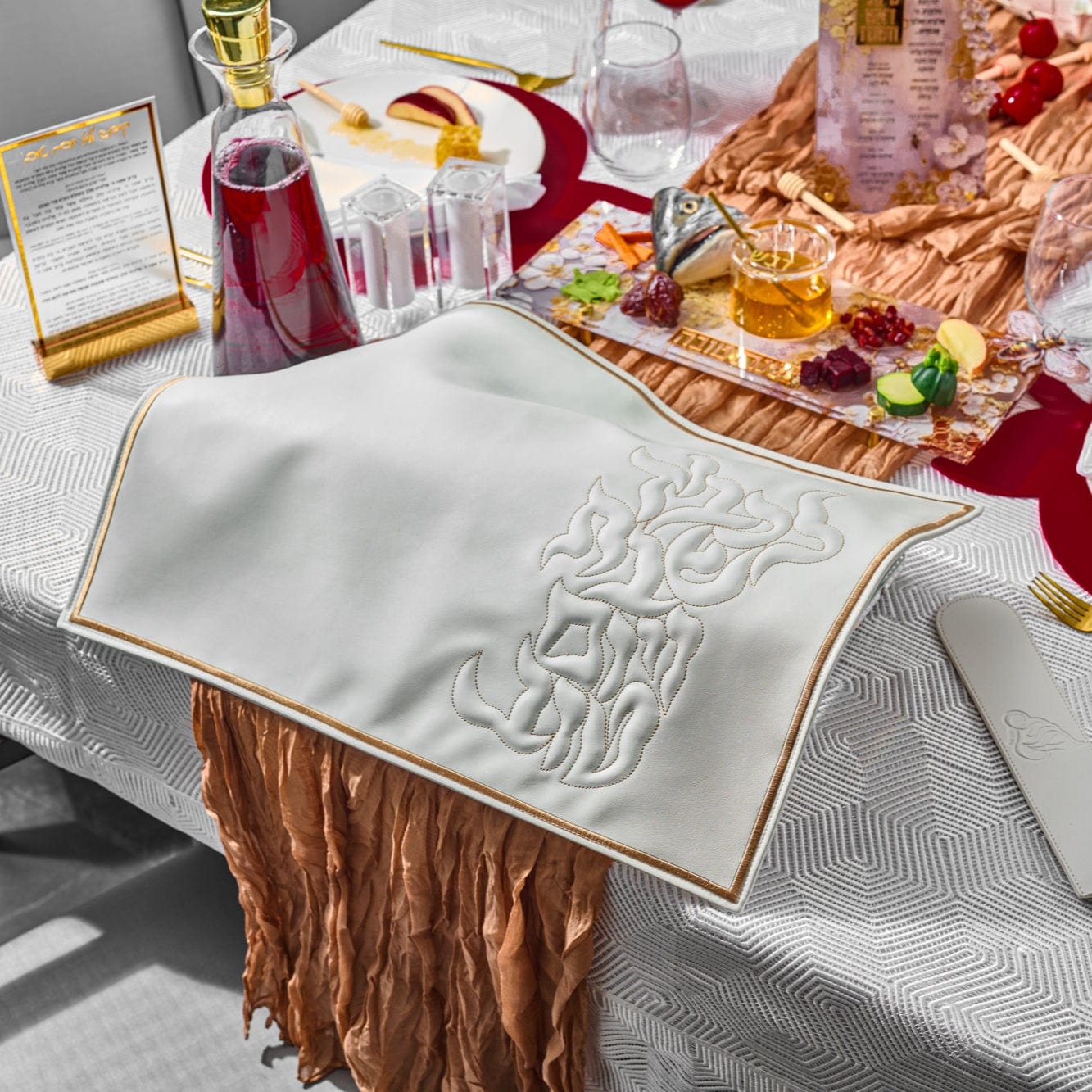 Pillow Script Challah Cover | Judaica Square Lakewood