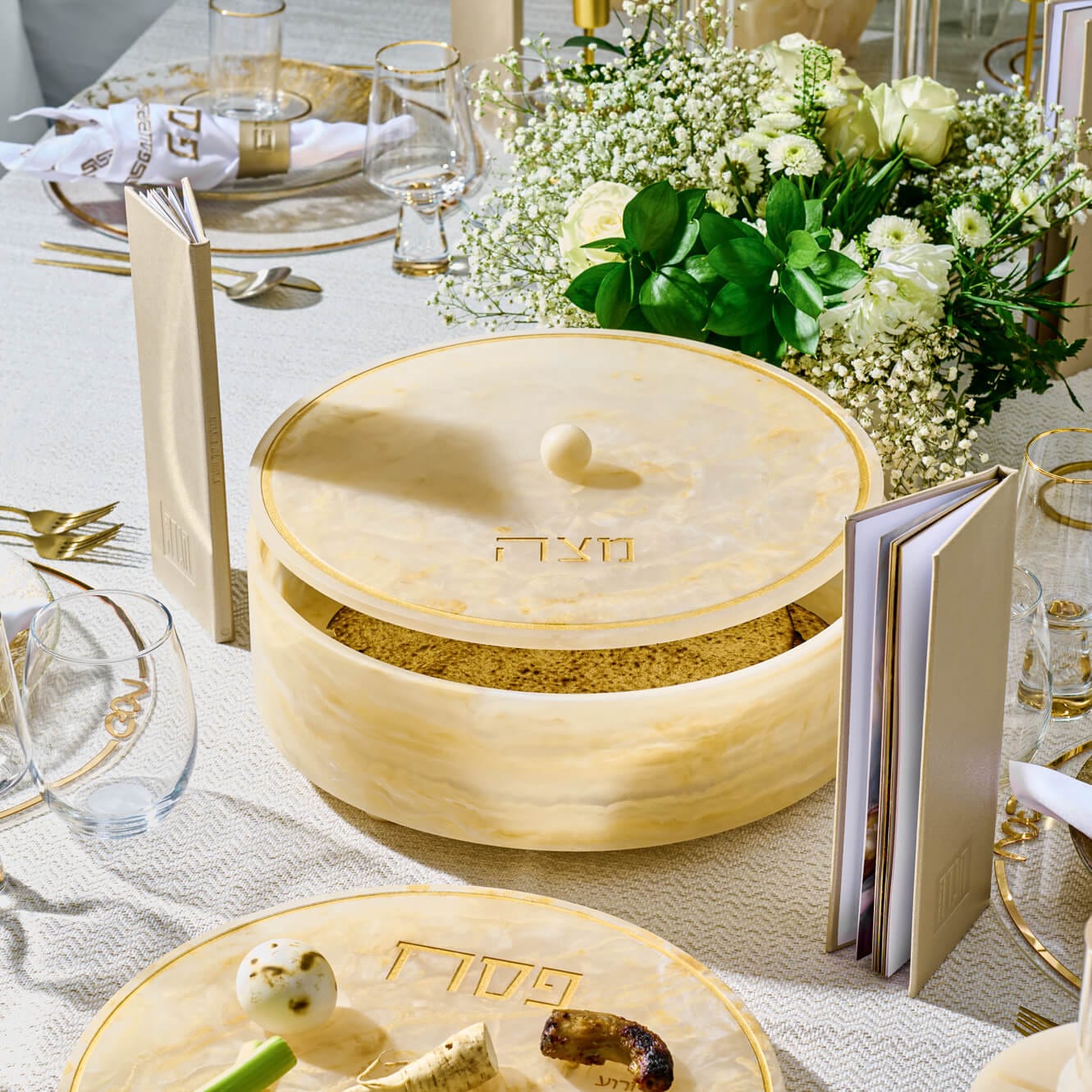 Resin Seder Plate & Matzah Box Set | Judaica Square Lakewood