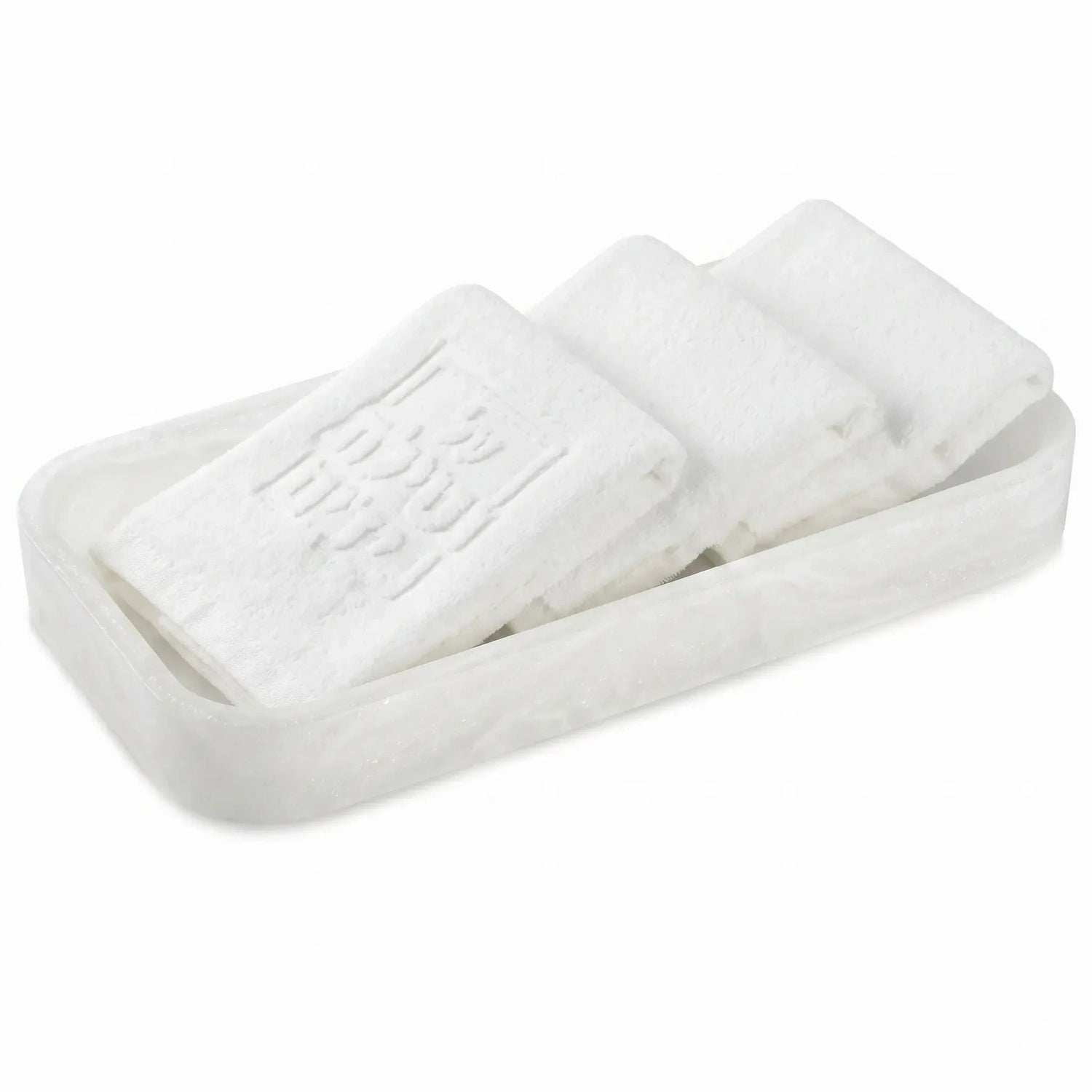 Resin Netilas Yadayim Towel Box with Towels — detail view | Judaica Square Lakewood