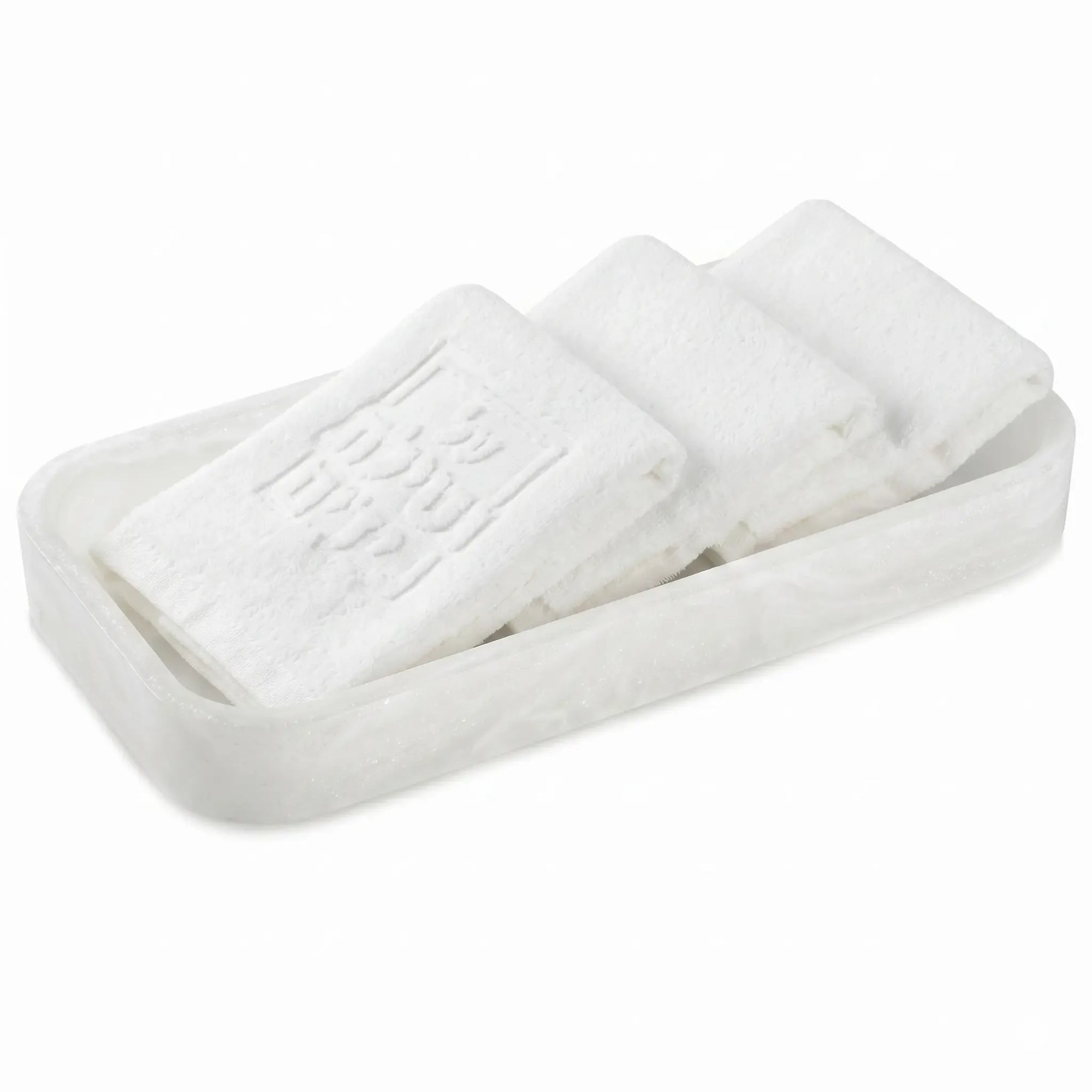 Resin Netilas Yadayim Towel Box with Towels — detail view | Judaica Square Lakewood
