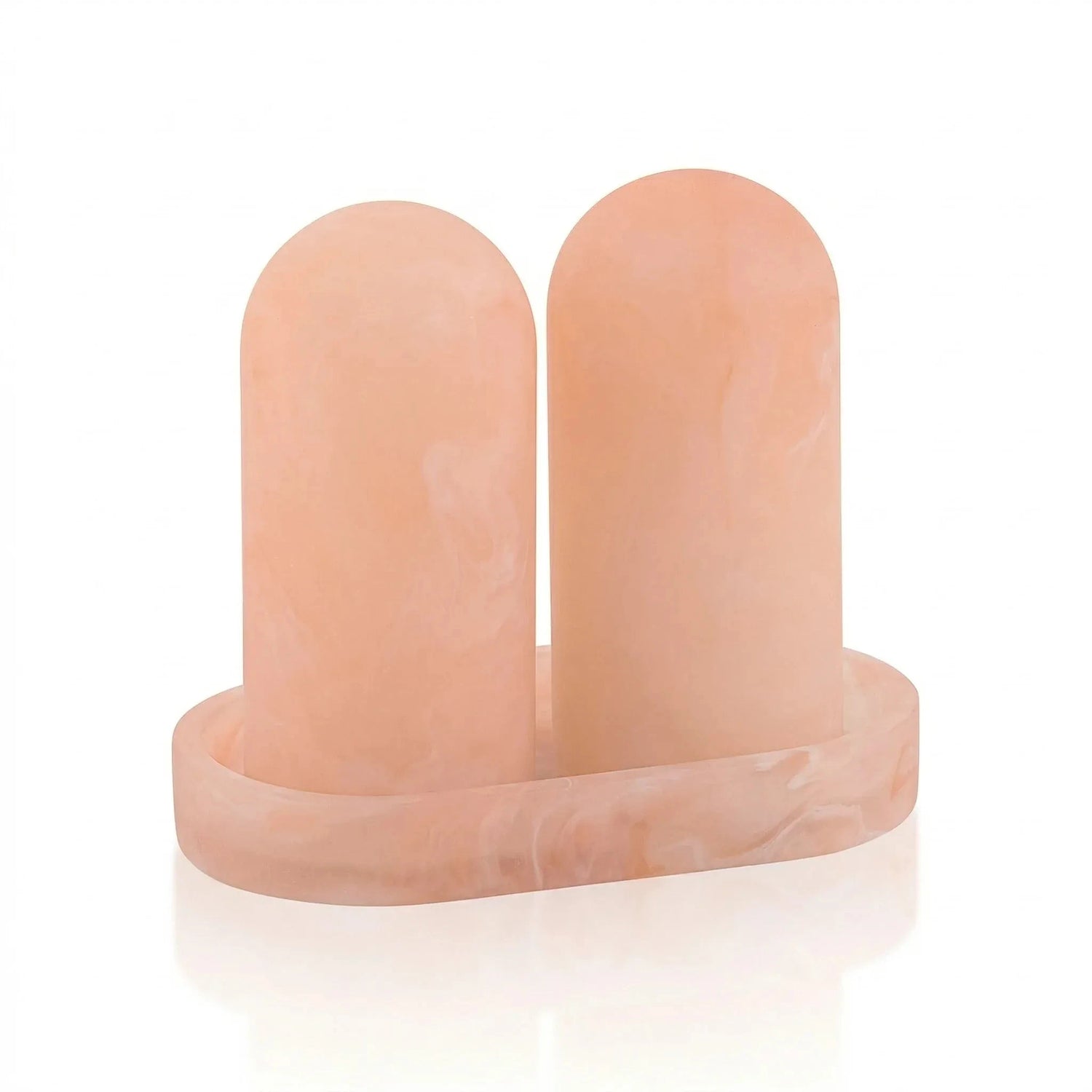 Resin Salt Shaker Set with Tray — in use | Judaica Square Lakewood