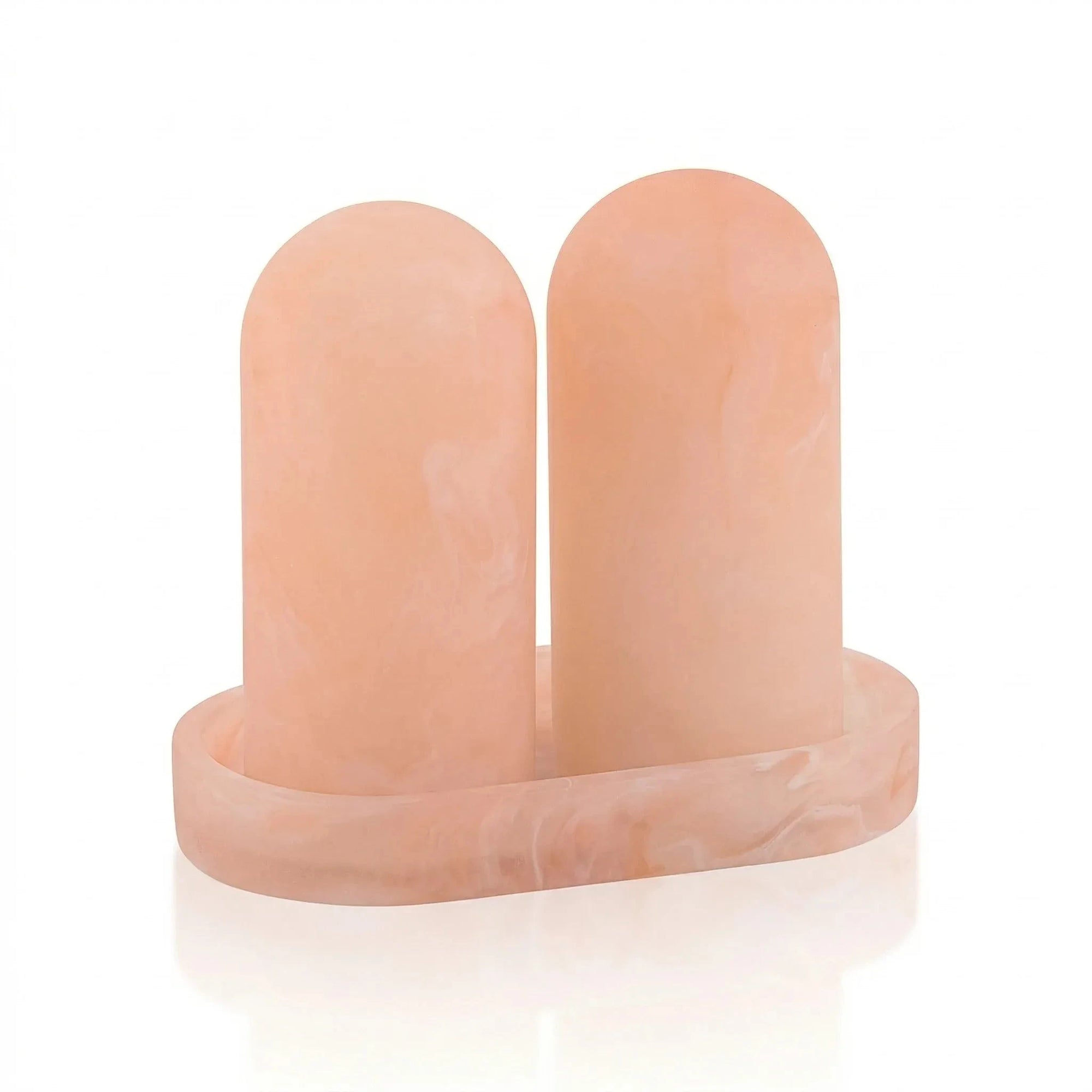 Resin Salt Shaker Set with Tray — in use | Judaica Square Lakewood