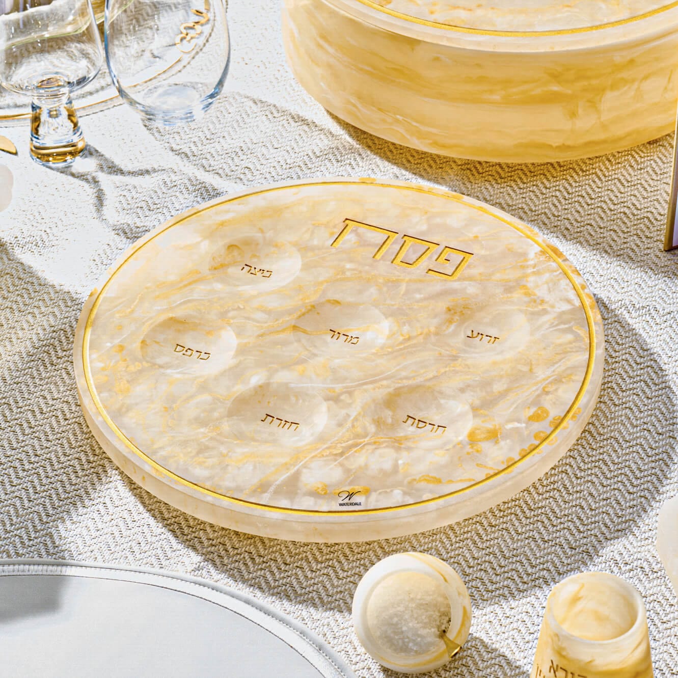 Resin Seder Plate & Matzah Box Set | Judaica Square Lakewood