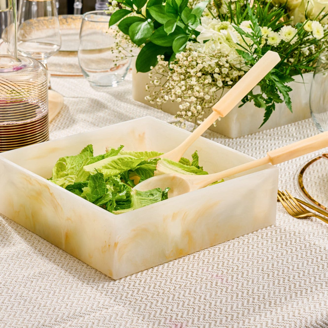 Resin Square Salad Bowl | Judaica Square Lakewood