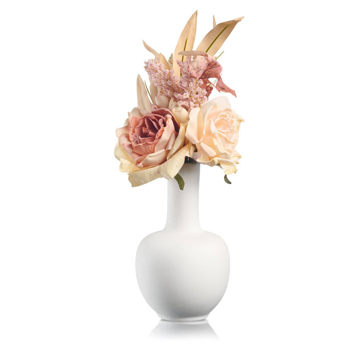 Rose Faux Floral White Vase — Faux Floral | Judaica Square Lakewood