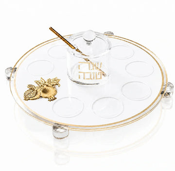 Rosh Hashana Classic Pomegranate Simanim Tray — lucite