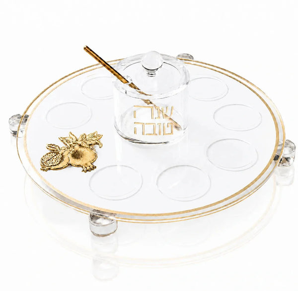Rosh Hashana Classic Pomegranate Simanim Tray — lucite | Judaica Square Lakewood