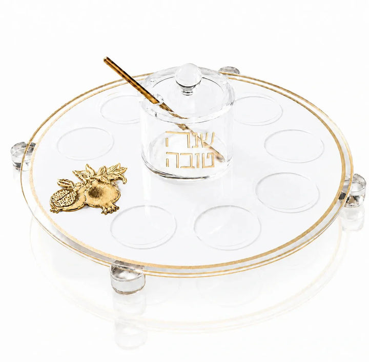 Rosh Hashana Classic Pomegranate Simanim Tray — lucite
