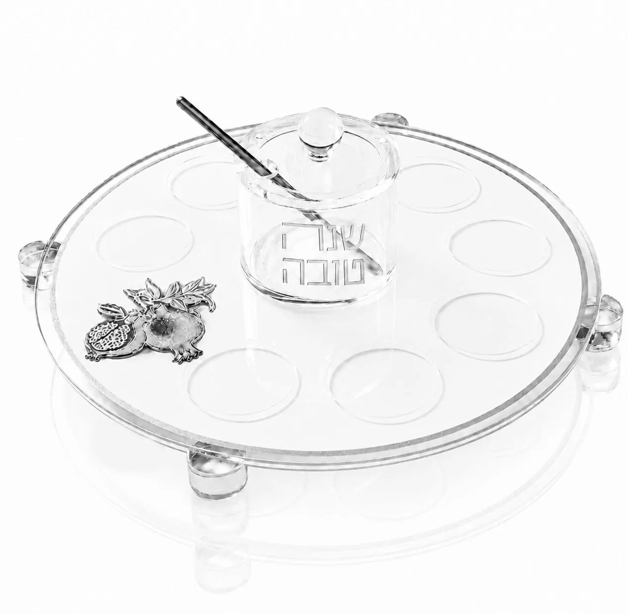 Rosh Hashana Classic Pomegranate Simanim Tray — Acrylic Simanim Tray | Judaica Square Lakewood