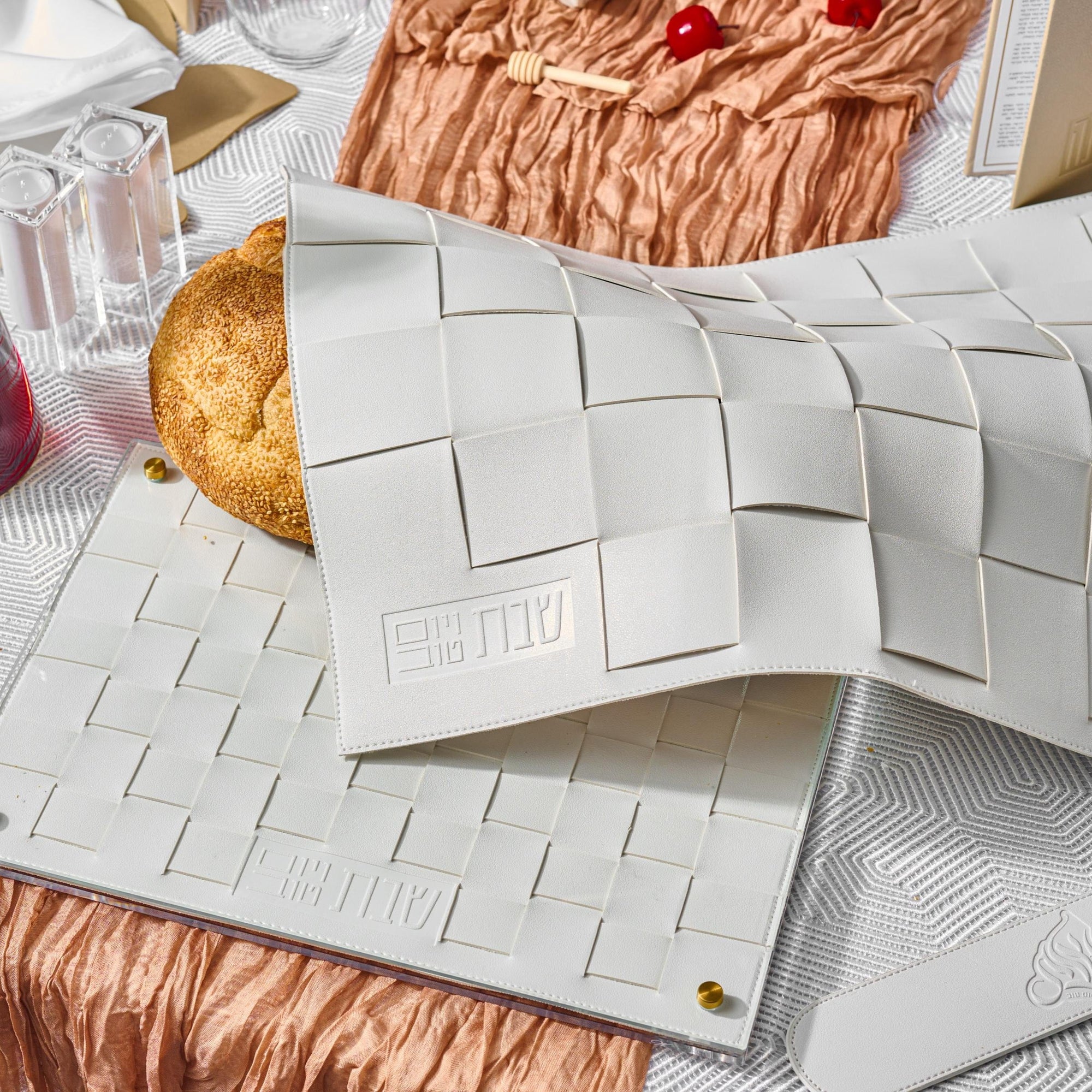 Rosh Hashanah 2025 Painted Tablescape — side detail | Judaica Square Lakewood