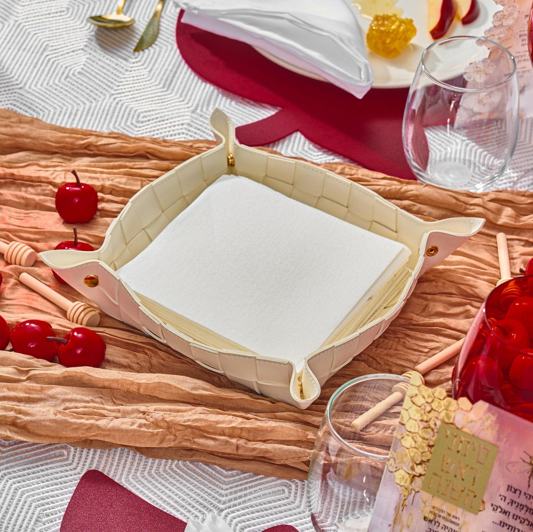Rosh Hashanah 2025 Painted Tablescape — lifestyle shot | Judaica Square Lakewood