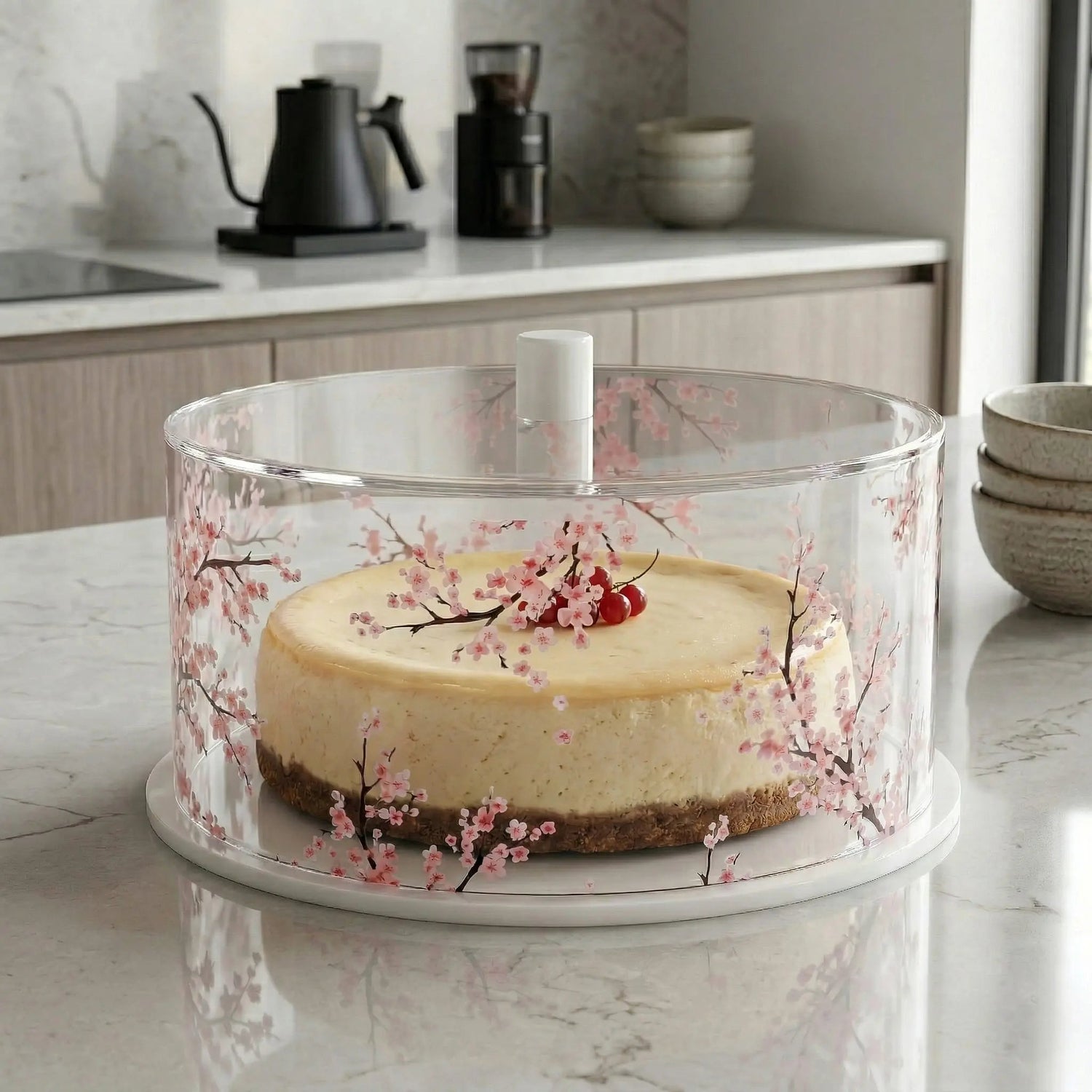 Round Cherry Blossom Cake Dome — detail view | Judaica Square Lakewood