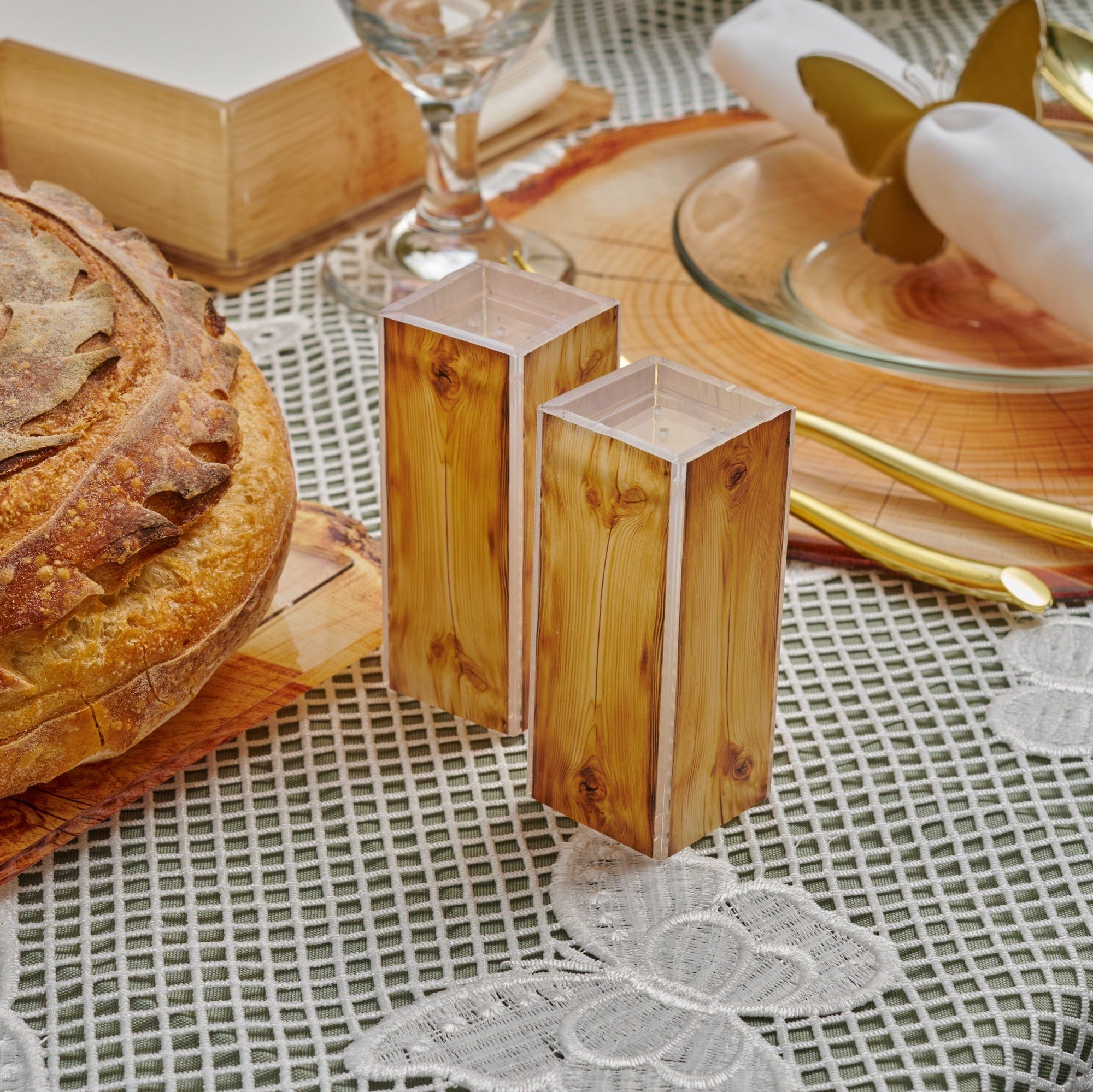 Shavuos Wood 2025  Tablescape — reverse view | Judaica Square Lakewood