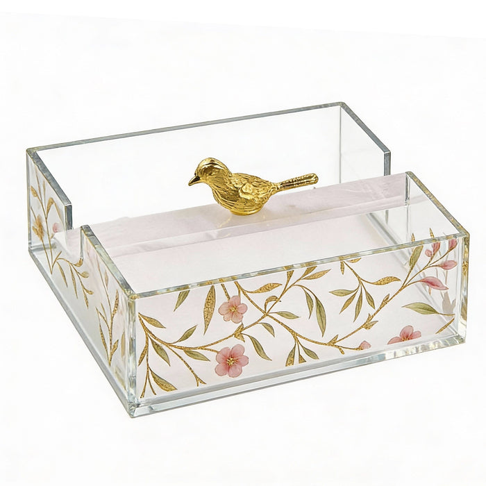 Square Floral Bird Napkin Holder — lucite | Judaica Square Lakewood
