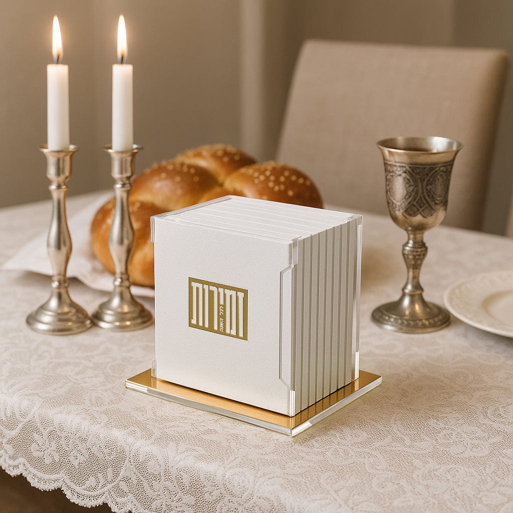 Square Softcover Leather & Lucite Zemiros Bencher Set | Judaica Square Lakewood