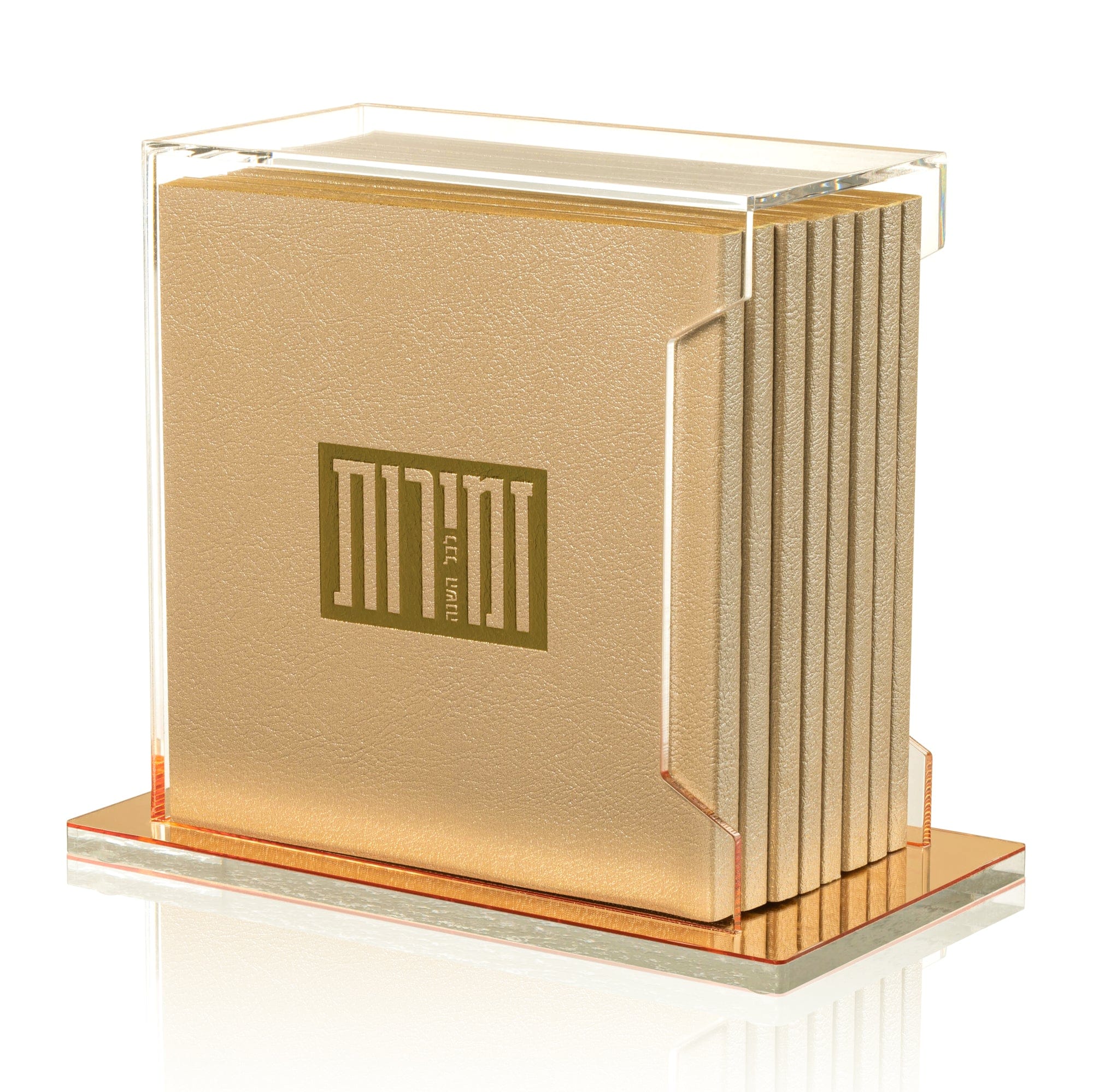 Square Softcover Leather & Lucite Zemiros Bencher Set | Judaica Square Lakewood