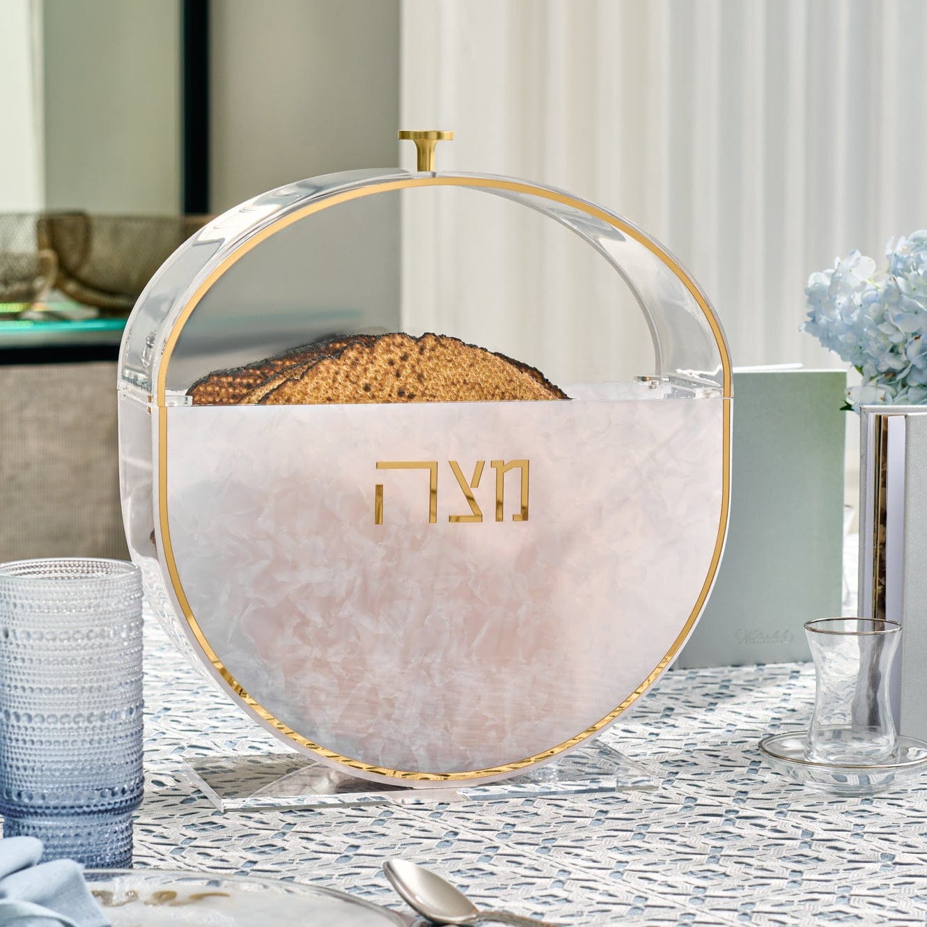 Standing Pearlstone Matzah Box | Judaica Square Lakewood