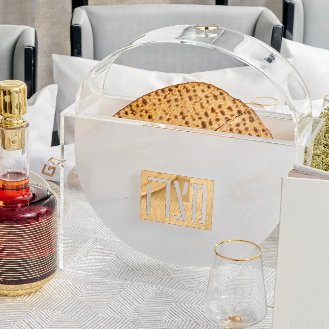 Standing Suspended Matzah Box — Pesach Tabletop by Waterdale Collection — View 2 Acrylic Matzah Box | Judaica Square Lakewood