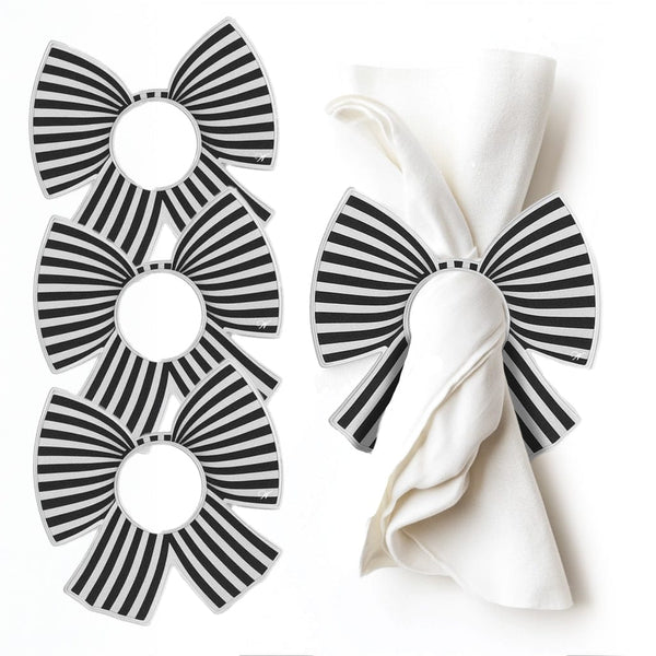 Stripe Bow Napkin Rings | Judaica Square Lakewood