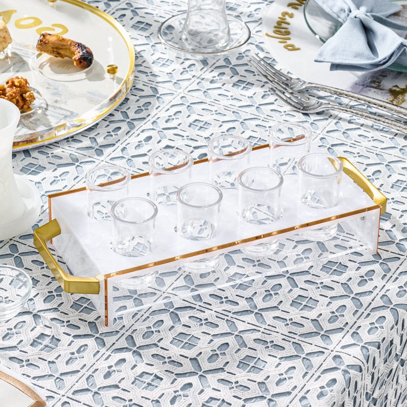 Suspended Pearlstone Liquor Set | Judaica Square Lakewood