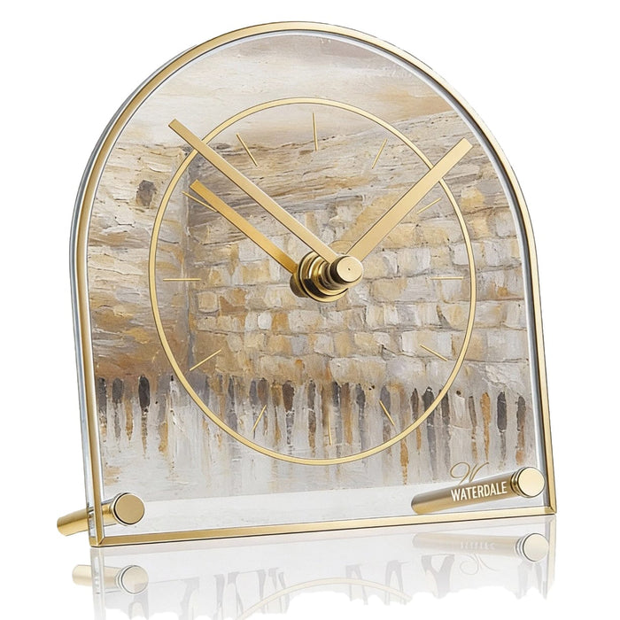 Jerusalem Taupe Basic Desk Clock — lucite | Judaica Square Lakewood