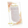 Watercolor Flowers leather and lucite tabletop plaque with Hadlokas Neiros blessing text and floral corners