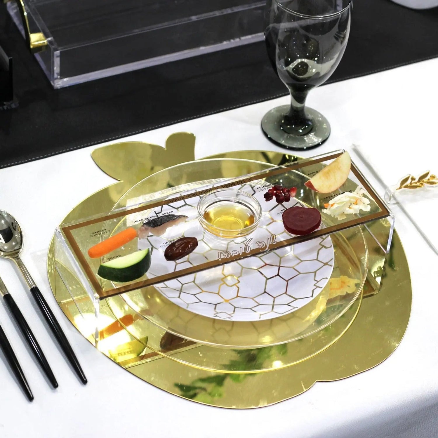 White & Gold Rosh Hashanah Tablescape | Judaica Square Lakewood