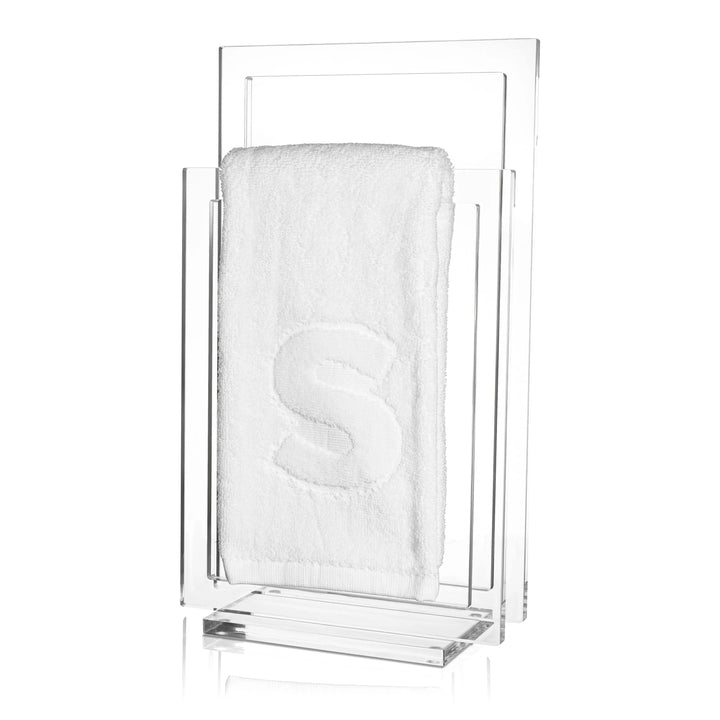 White initial Towel and Stand Set — Finger Towel