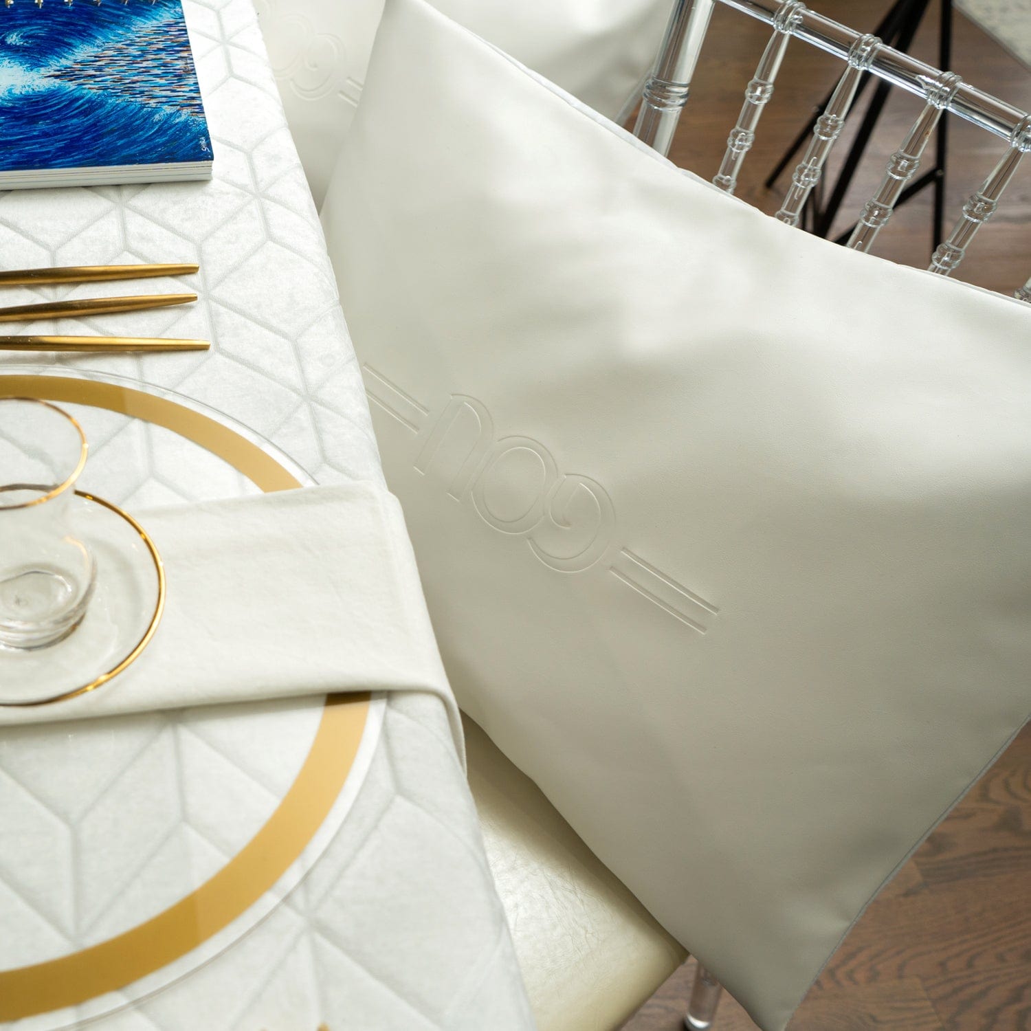 White Pillow Case — side detail | Judaica Square Lakewood